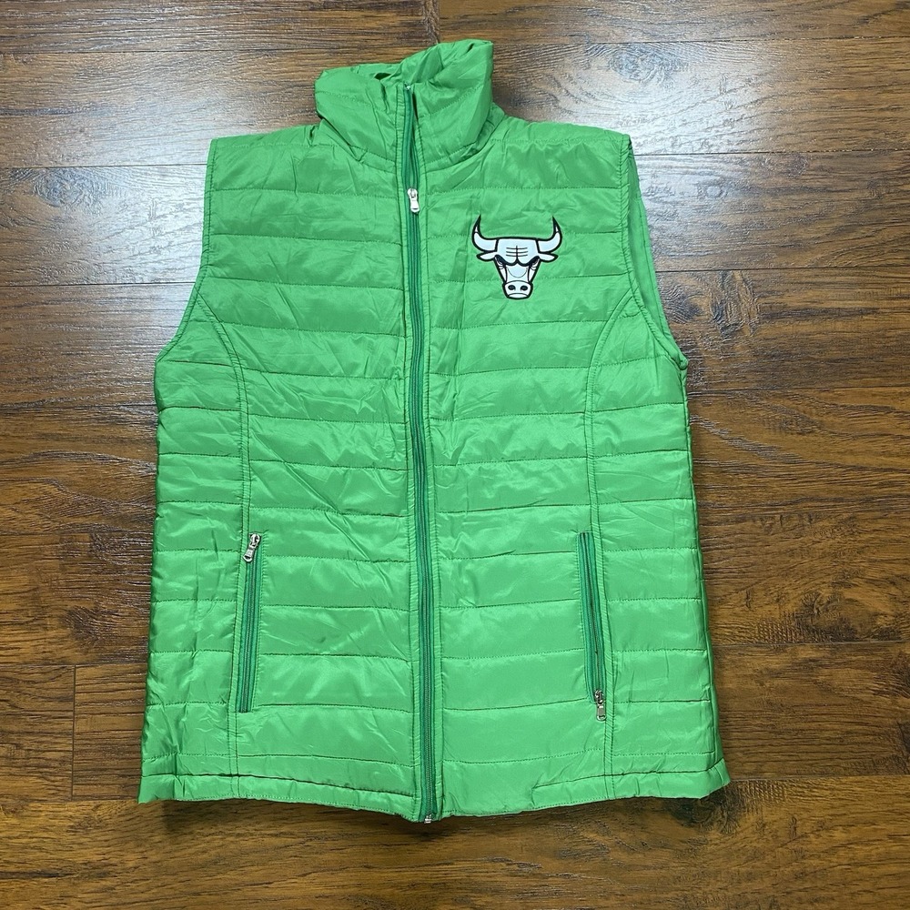 Sky High Marketing Chicago Bulls Green Puffer Vest Mens NBA Basketball Small